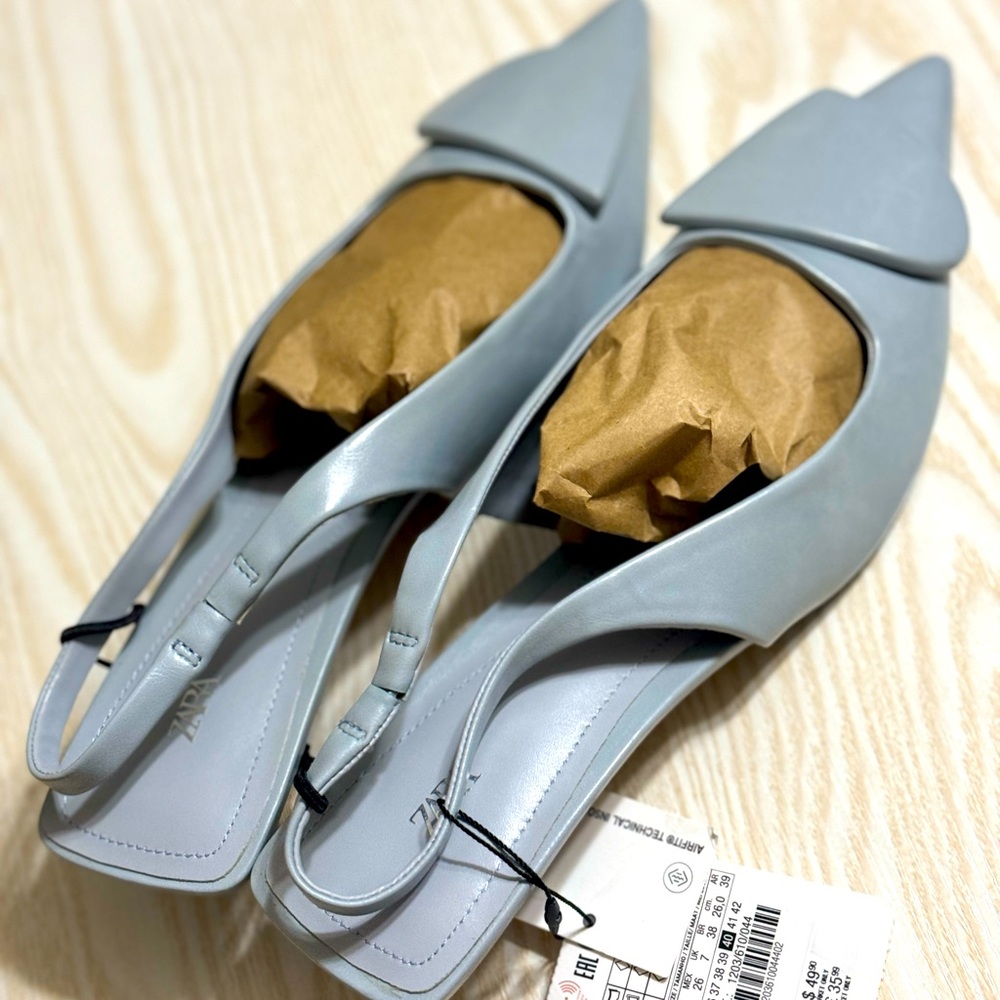 ZARA APPLIQUÉ SLINGBACK HEEL SHOES